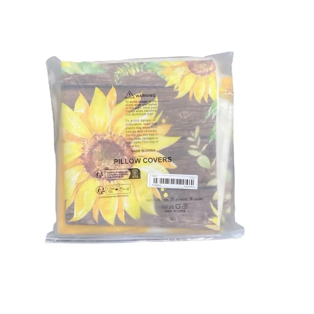 4 Pack 18x18 Sunflower Decorative Pillows in Yellow